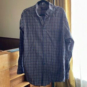 XLT Roundtree & Yorke Cotton Navy Plaid Shirt